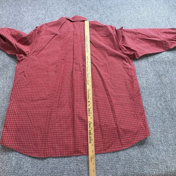 Eddie Bauer Shirt Mens 2XL XXL‎ Red Plaid Wrinkle Resistant Button Down Dress - Picture 8 of 10